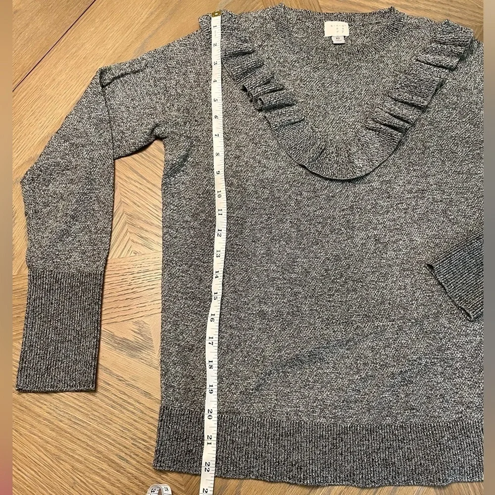 A New Day knit marled gray ruffle sweater - Picture 3 of 7